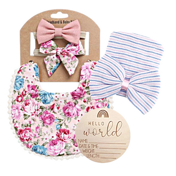 Traditional newborn gift sets - 7 piece vintage baby girl keepsake gift